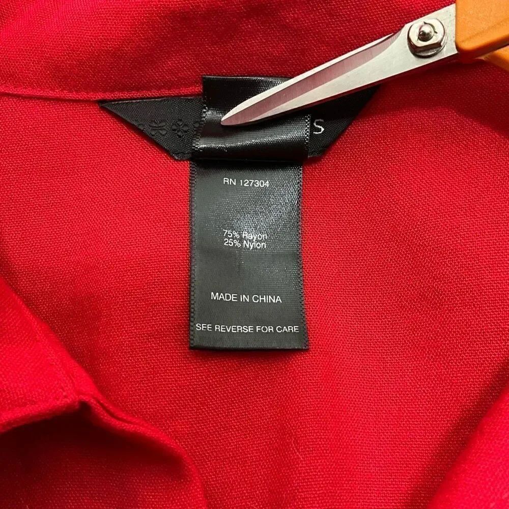 ALI MILES Red Button Down Top - Picture 6 of 6